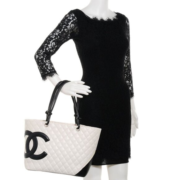 Authentic CHANEL CC Cambon Calfskin Quilted Large Shopping Tote Shoulder Bag - Picture 2 of 16